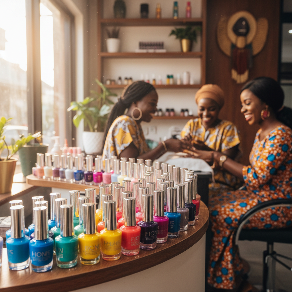 A vibrant collection of high-quality gel nail polish bottles neatly arranged.