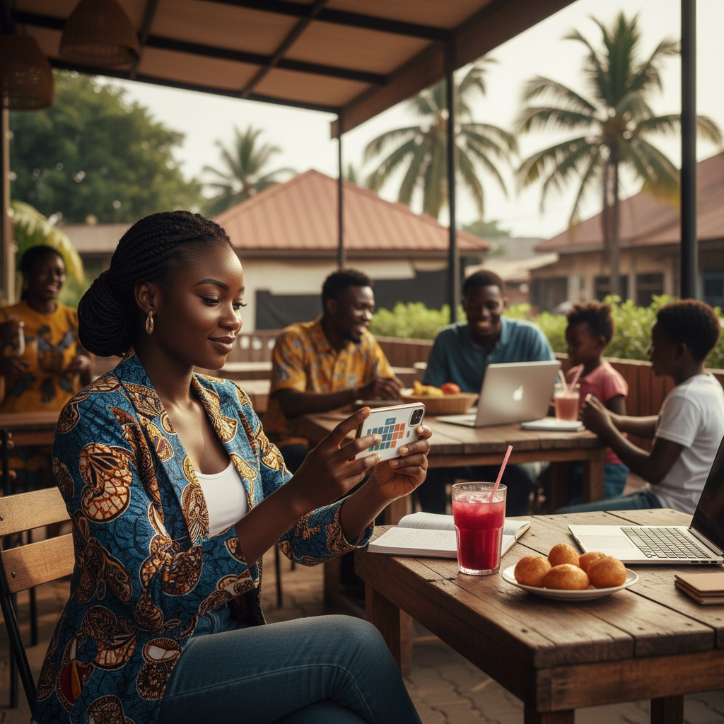 A new skincare specialist in Uyo managing her client appointments on the TrustAm app.