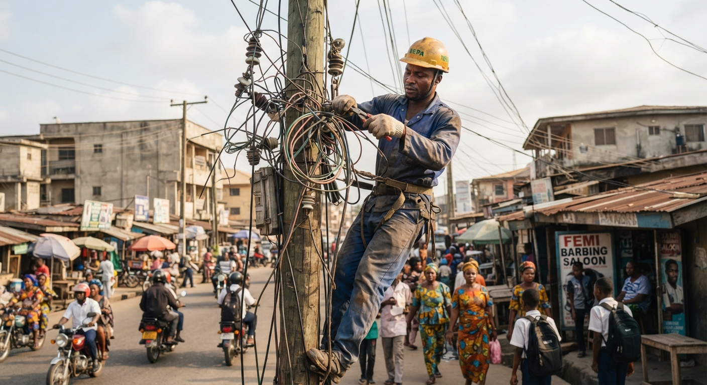 Electrician carefully connecting wires in a junction box