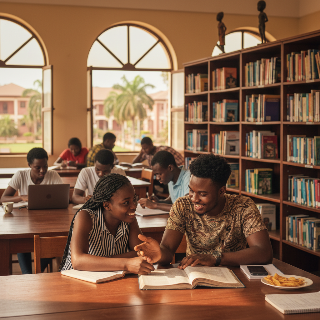 A Nigerian student earning money from a private tutoring side hustle on campus.