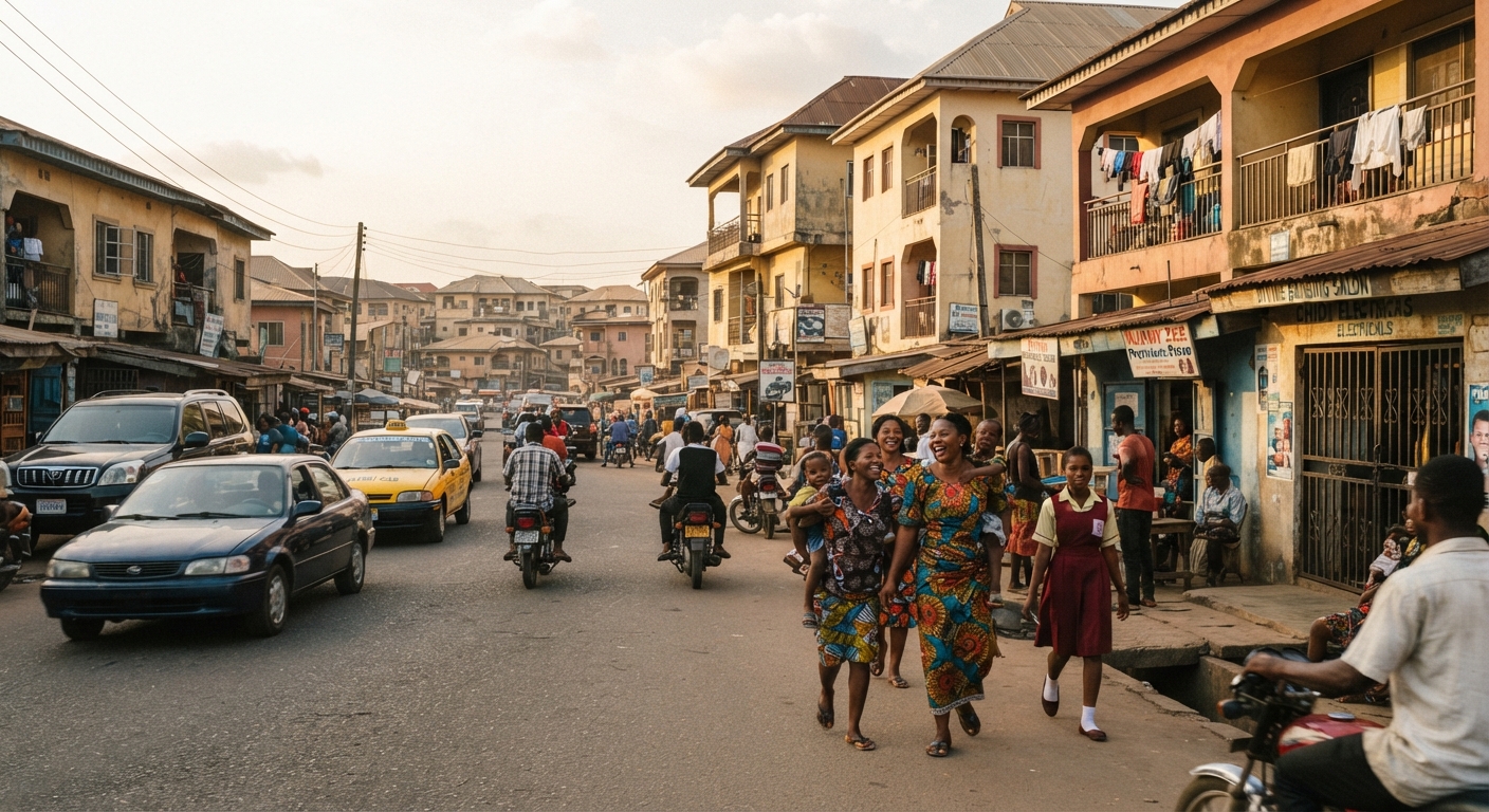 A typical residential street in Owerri, Nigeria