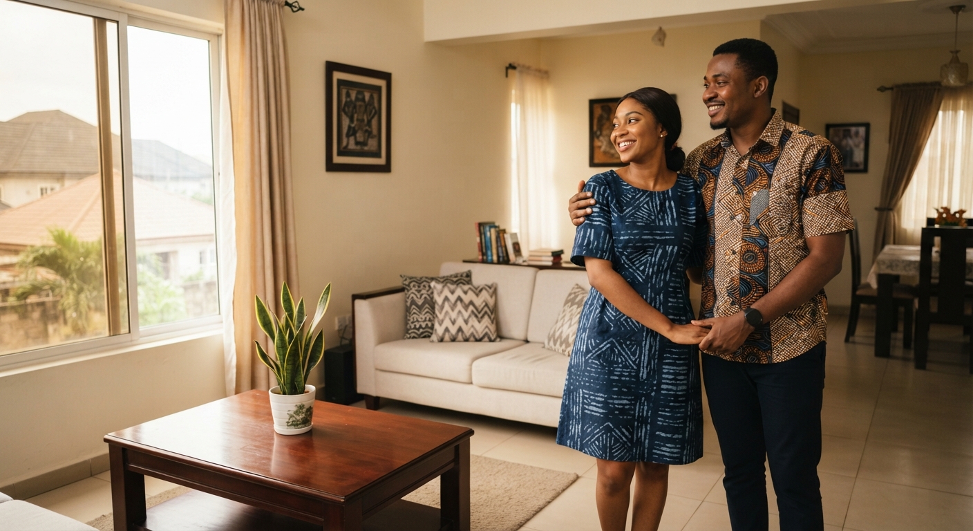 Satisfied homeowners after cleaning service