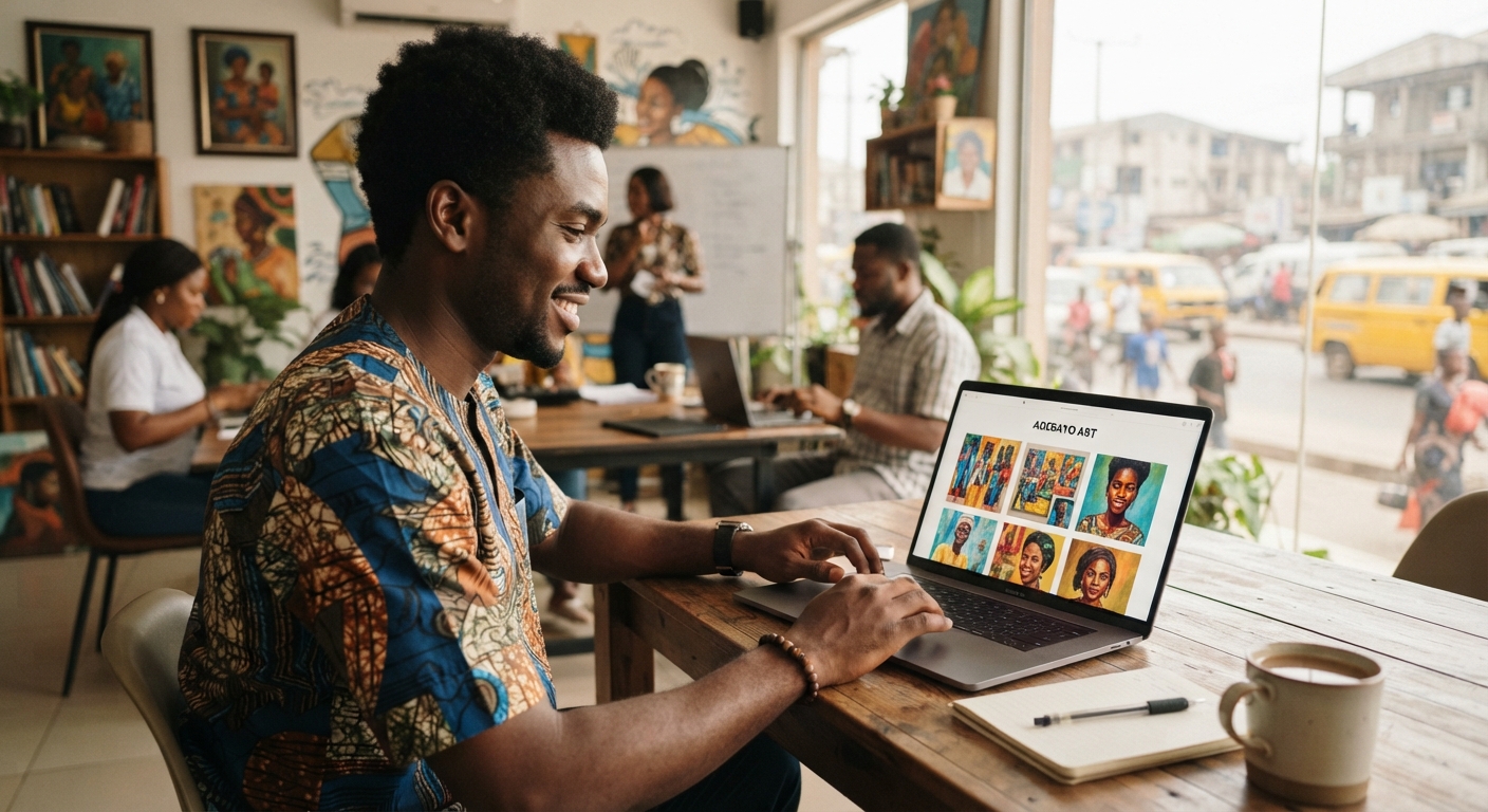 A potential client reviewing a painter's online portfolio and reviews