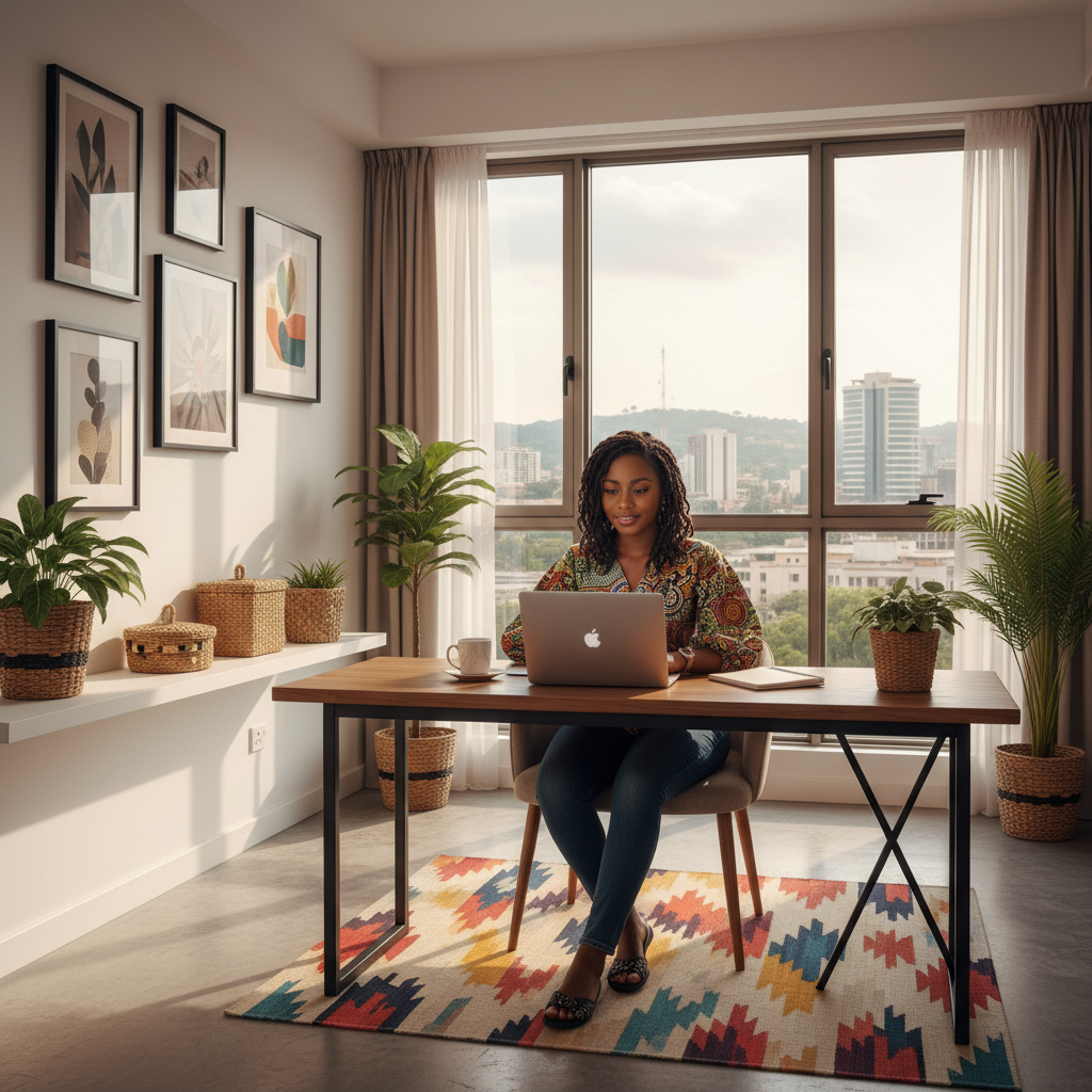 A young Nigerian freelancer working remotely and earning in dollars.