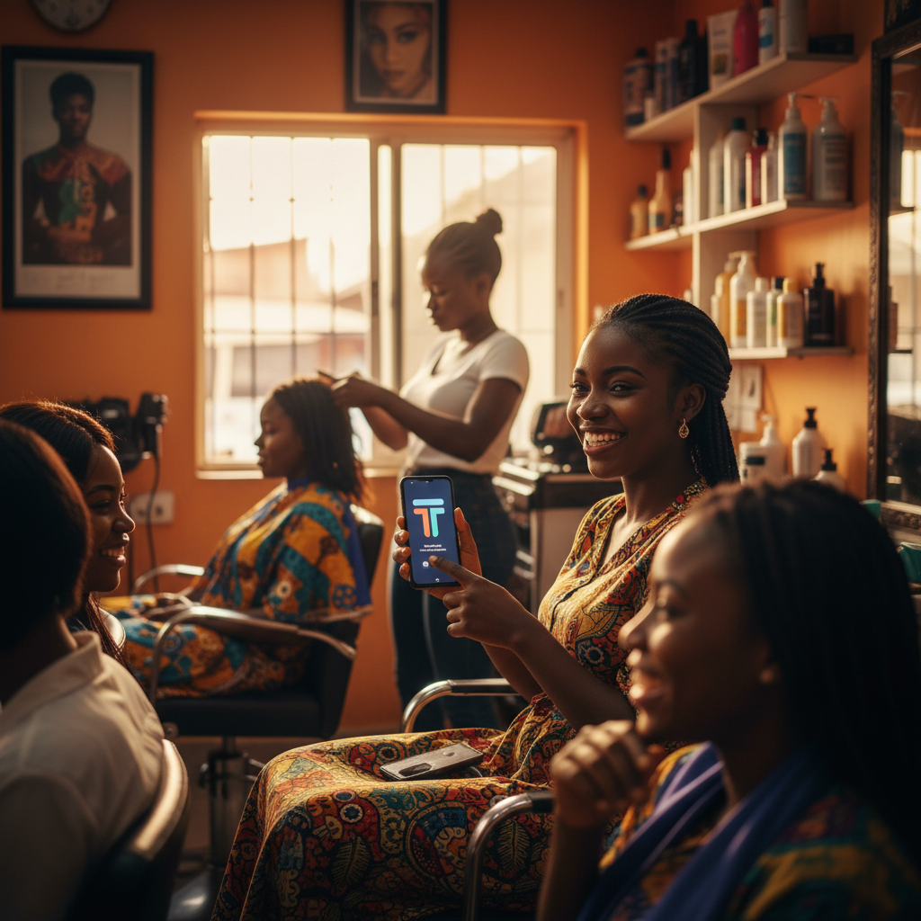 A satisfied customer booking her next appointment on the TrustAm app.