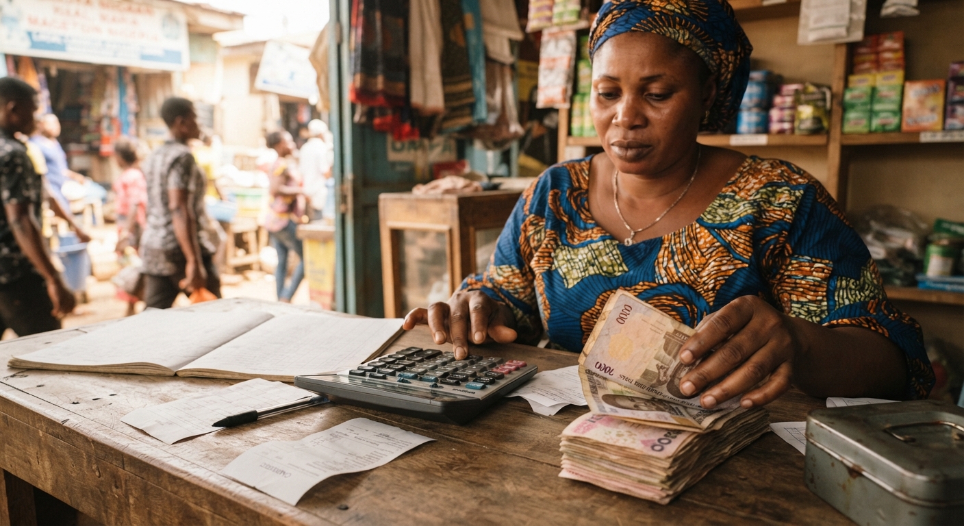 Nigerian Naira notes and a calculator for budgeting tuition fees