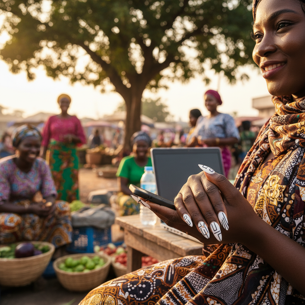 A close-up shot of perfectly manicured hands showing off intricate nail art.