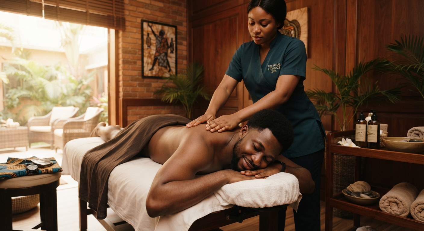 Man receiving a relaxing massage treatment.