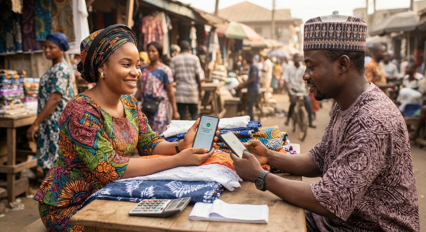 Illustration of escrow payment concept with Nigerian currency and security icons