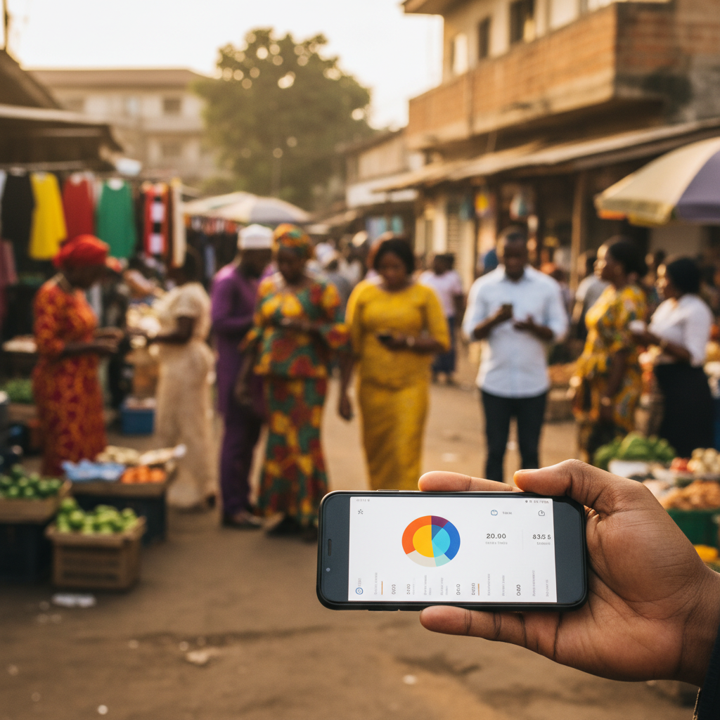 A Nigerian freelancer checking their dollar balance on a fintech app.