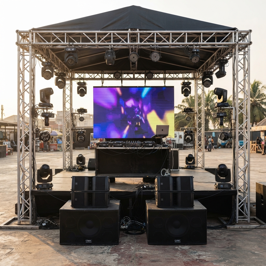 Stage Lighting Screen Sound and Stage and Roof Setup