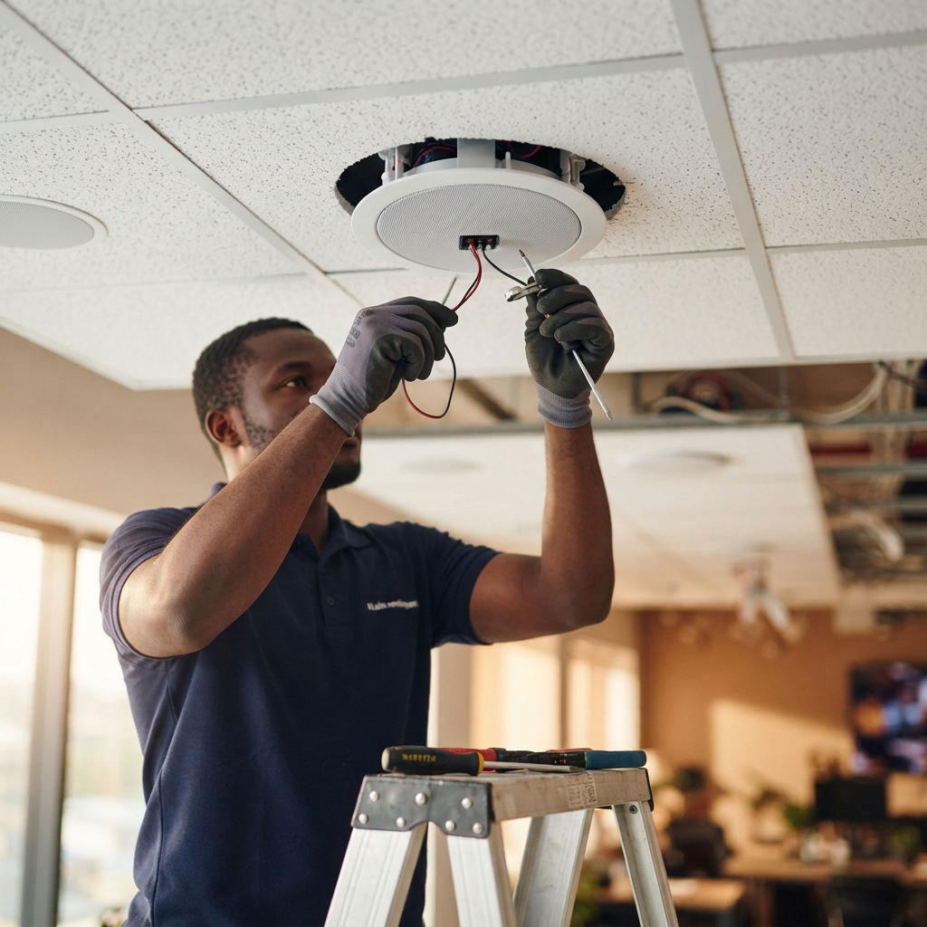 Ceiling Speakers Installation Background Music Engineer